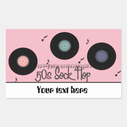 Retro Fifties sock hopparty aanpasbare sticker (Voorkant)