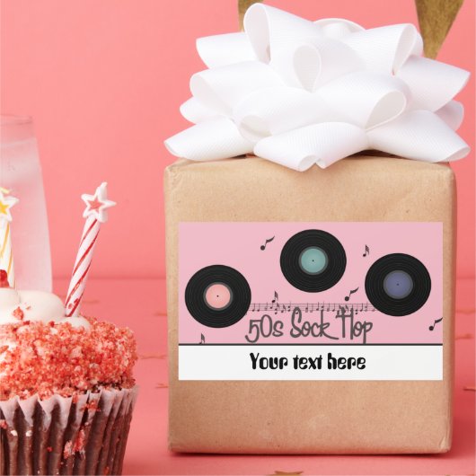 Retro Fifties sock hopparty aanpasbare sticker (Feest)