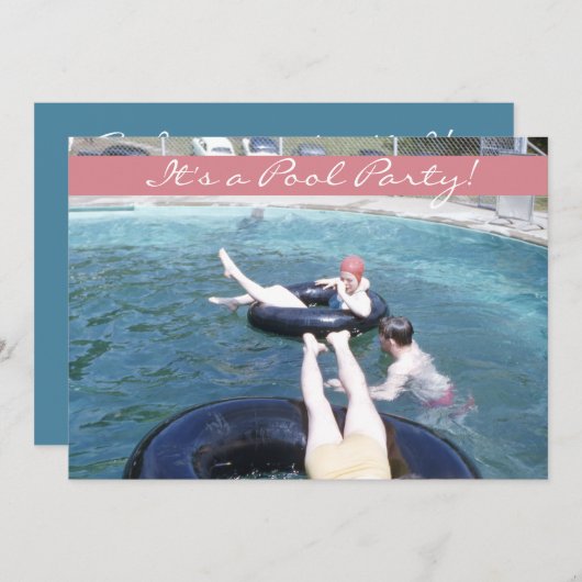 Retro Fifties Swimming Pool Party Swimsuit Kaart (Voorkant / Achterkant)