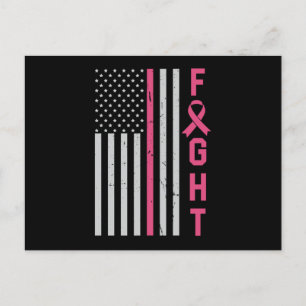 Retro Fight American Flag Breast Cancer Awareness Briefkaart