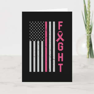 Retro Fight American Flag Breast Cancer Awareness Kaart