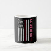 Retro Fight American Flag Breast Cancer Awareness Koffiemok (Center)