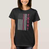Retro Fight American Flag Breast Cancer Awareness T-shirt (Voorkant)