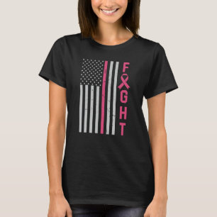 Retro Fight American Flag Breast Cancer Awareness T-shirt