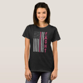 Retro Fight American Flag Breast Cancer Awareness T-shirt (Voorkant volledig)