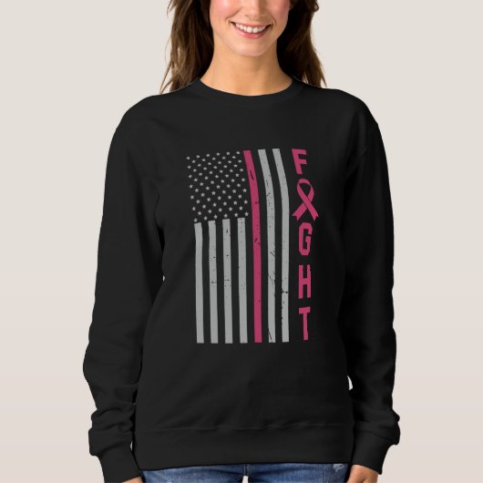 Retro Fight American Flag Breast Cancer Awareness Trui (Voorkant)