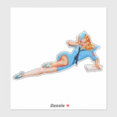 Retro  Fight Attendant Pin-up Girl Sticker (Vel)