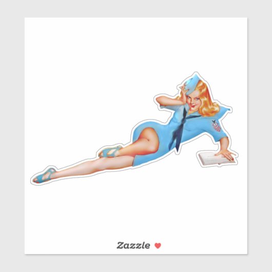 Retro  Fight Attendant Pin-up Girl Sticker (Vel)