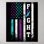 Retro Fight Suicide Prevention Awareness Us Flag  Poster (Voorkant)