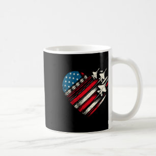 Retro Fighter Jet Vliegtuig Amerikaanse Vlag Hart  Koffiemok