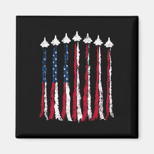 Retro Fighter Jet Vliegtuig Amerikaanse Vlag Hart Magneet