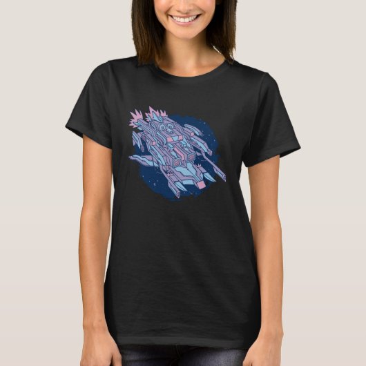 Retro fighter shuttle space aliens t-shirt (Voorkant)