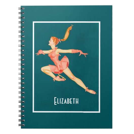 Retro Figure Skater In A Pink Outfit Personalized Notitieboek (Voorkant)