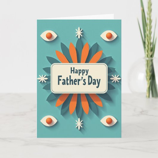 Retro Fijne Vaderdag Teal Kaart (Voorkant)