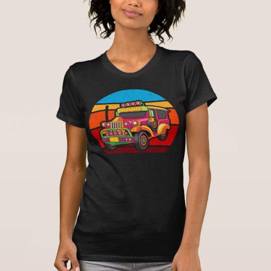 Retro Filippijnen Jeepney Truck T-shirt (Voorkant)