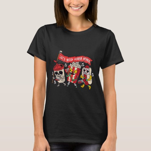 Retro film concessies Laten we kijken horror films T-shirt (Voorkant)