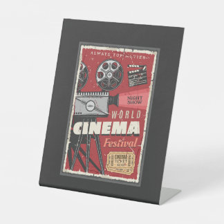 Retro Film Fest Reclamebord Met Voetstuk