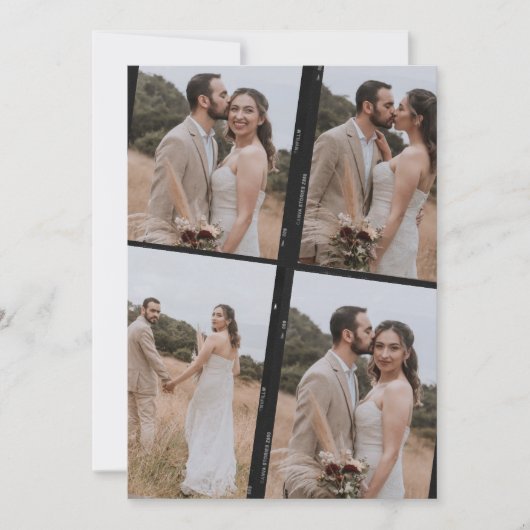 Retro Film Foto Bruiloft Collage Dank u Kaarten (Voorkant)