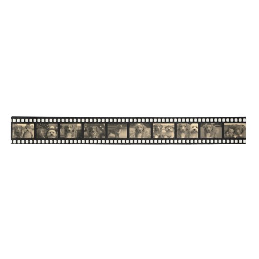 Retro Film Strip Gepersonaliseerde DIY 10 Afbeeldi Satijnen Lint (Voorkant)