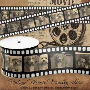 Retro Film Strip Gepersonaliseerde DIY 10 Afbeeldi Satijnen Lint