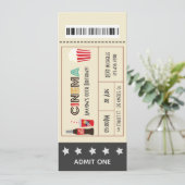 Retro Filmavond Verjaardagsfeest Ticket Kaart (Staand voorkant)
