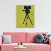 Retro Filmcamera Silhouet Aangepaste Kunst Canvas Afdruk (Insitu (Woonkamer))