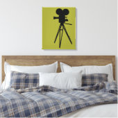 Retro Filmcamera Silhouet Aangepaste Kunst Canvas Afdruk (Insitu (Slaapkamer))