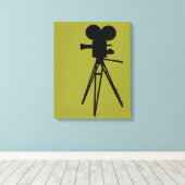 Retro Filmcamera Silhouet Aangepaste Kunst Canvas Afdruk (Insitu (Houten vloer))