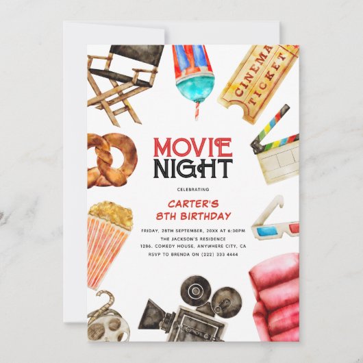 Retro  filmnacht kinderen op zaterdag kaart (Voorkant)