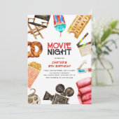 Retro  filmnacht kinderen op zaterdag kaart (Staand voorkant)