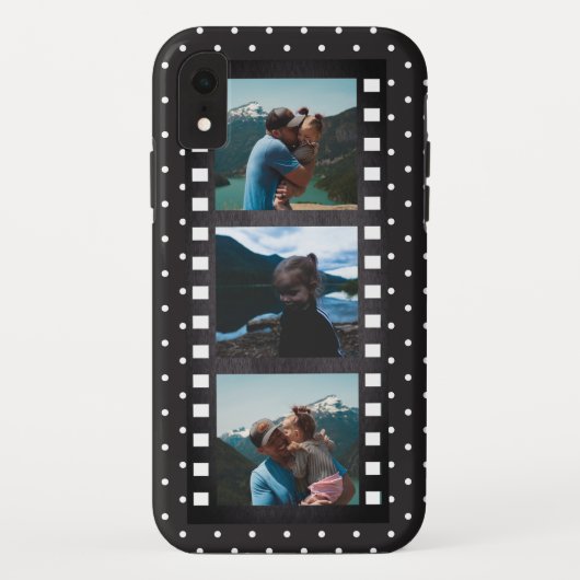 Retro Filmstrip Black Polka Dot Photo Collage Case-Mate iPhone Case (Achterkant)