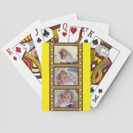 Retro filmstrip voeg maximaal 3 foto's toe geel pokerkaarten