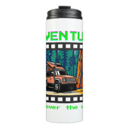 Retro Filmstrook Overland Avontuur Camping Reizen Thermosbeker