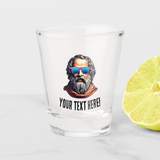 Retro filosoof buste - aangepaste tekst shot glas (Voorkant)