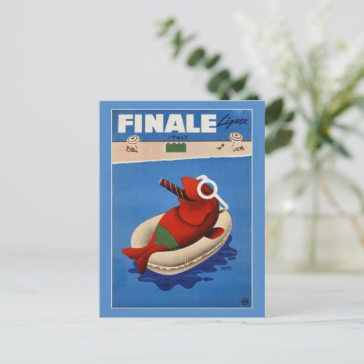  retro Finale schattige vis Italiaanse reis en rei Briefkaart (Staand voorkant)