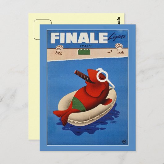  retro Finale schattige vis Italiaanse reis en rei Briefkaart (Voorkant / Achterkant)