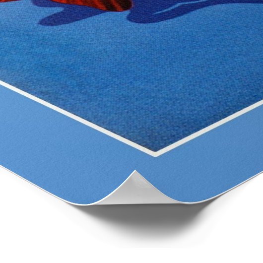 retro Finale schattige vis Italiaanse reis en rei Poster (Hoek)