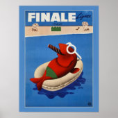 retro Finale schattige vis Italiaanse reis en rei Poster (Voorkant)