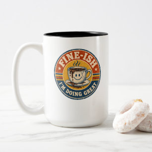 Retro “Fine-Ish” Koffiebord – Retro Glimlachende K Tweekleurige Koffiemok