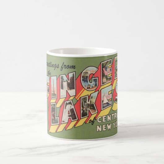 Retro Finger Lakes New York Groeten Mok (Center)