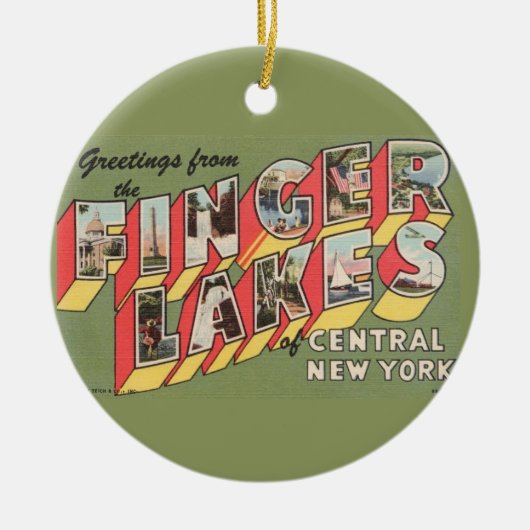 Retro Finger Lakes NY Ornament (Voorkant)