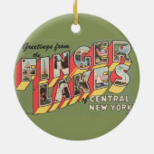 Retro Finger Lakes NY Ornament (Achterkant)