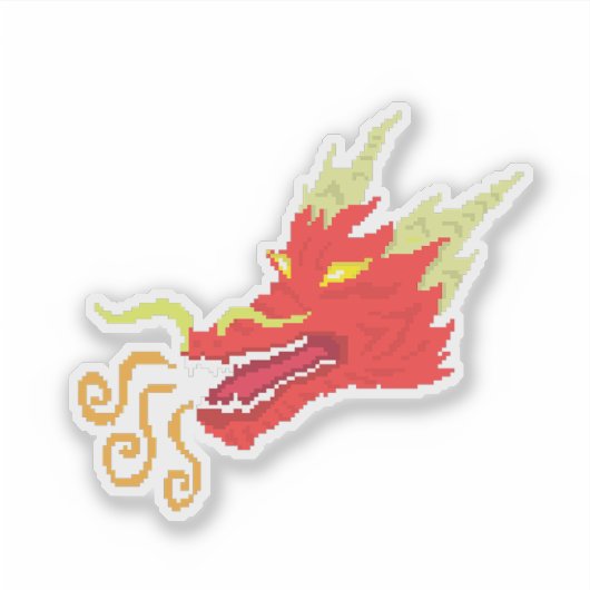 Retro Fire Dragon Sticker (Voorkant)