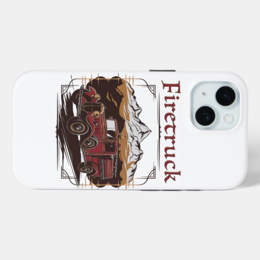 Retro fire engine mountain range Case-Mate iPhone case (Achterkant (horizontaal))