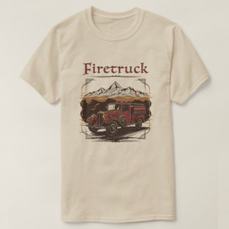 Retro fire engine mountain range t-shirt