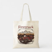 Retro fire engine mountain range tote bag (Achterkant)