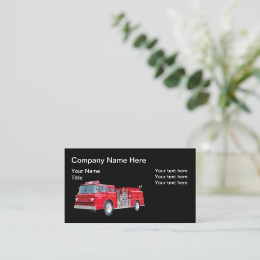 Retro Fire Engine Theme Visitekaartjes (Staand voorkant)