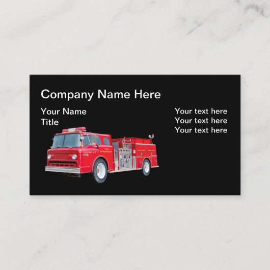 Retro Fire Engine Theme Visitekaartjes (Voorkant)