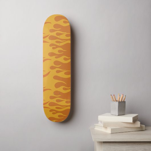 Retro Fire Flames Burnt Oranje 60s 70s Persoonlijk Skateboard (Muurkunst)