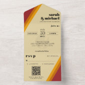 Retro Fire Hart Gestreept Huwelijksreceptie All In One Uitnodiging (Binnen)